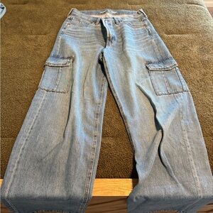 Old Navy Light Blue Wide Leg Cargo Jeans